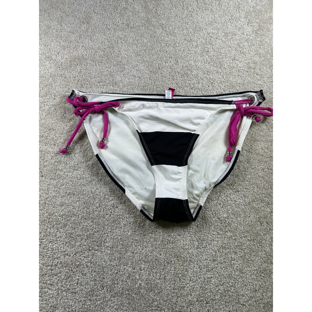 American Eagle Women's Swim Bottoms Size XL Black White Pink Ties‎